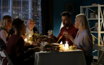 Stock Video Family Having Thanksgiving Dinner At Home For PC