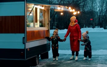 Stock Video Family At A Donut Stand After Ice Skating For PC