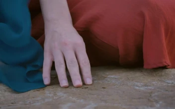Stock Video Hand Of A Woman Touching The Ground With Wind Moving For PC