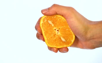 Stock Video Hand Of A Person Squeezing An Orange On A Light For PC