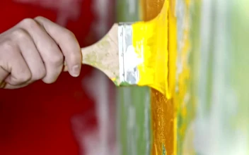 Stock Video Hand Of A Painter Painting A Wall With A Brush For PC