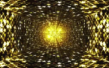Stock Video Hallway With Lights With Golden Twinkling Shapes For PC
