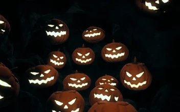 Stock Video Halloween Sign And Evil Pumpkins Falling For PC