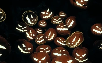 Stock Video Halloween Pumpkins Falling In The Dark For PC