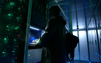 Stock Video Hacker Introducing Malware To Data Center For PC