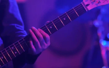 Stock Video Guitarist Playing An Electric Guitar On Stage For PC