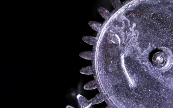 Stock Video Grunge Industrial Gears On Black Background For PC