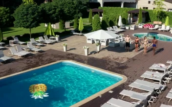 Stock Video Group Of Friends Jumping Into A Pool For PC