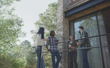 Stock Video Group Of Friends Drinking Wine On A Balcony For PC