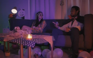 Stock Video Group Of Friends Chatting At A Halloween Costume Gathering For PC