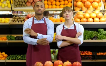Stock Video Grocery Store Staff Folding Their Arms For PC