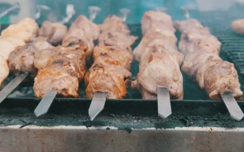 Stock Video Grilled Meat Skewers Close Up For PC
