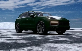 Stock Video Green Luxury Vehicle In A Snowy Road For PC