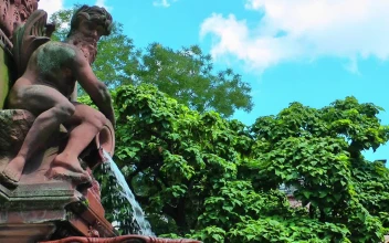 Stock Video Greek Style Sculpture In A Fountain For PC