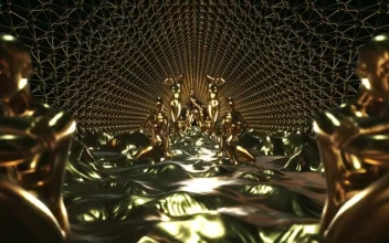 Stock Video Golden Statues Of Female Figures D Loop Video For PC