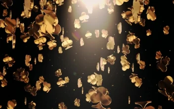 Stock Video Golden Poker Figures Falling On Black Background For PC