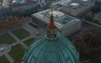 Stock Video Golden Cross On The Dome Of A German Cathedral For PC