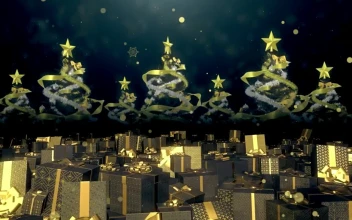 Stock Video Golden Christmas Trees And Gifts Animation For PC