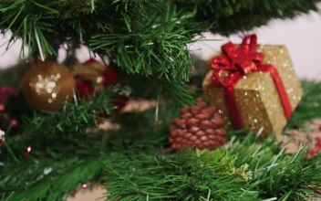 Stock Video Golden Boot On A Christmas Tree For PC