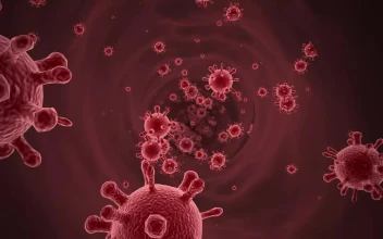 Stock Video Going Through A Tunnel Full Of Many Red Viruses For PC