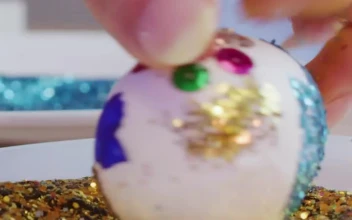 Stock Video Gluing Glitter On An Easter Egg For PC