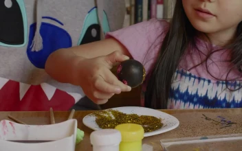 Stock Video Gluing Glitter On Easter Eggs For PC