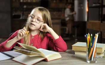 Stock Video Girl Thinking While Working For PC