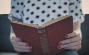 Stock Video Girl Sitting In An Armchair While Reading A Red Book For PC