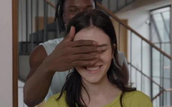 Stock Video Girl Happy About A Surprise From Her Boyfriend For PC