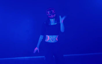 Stock Video Girl Dancing With Party Lights In Front Of The Camera For PC