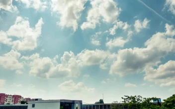 Stock Video Gentle Blue Sky Above A Small City For PC