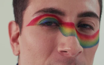 Stock Video Gaze Of An Lgbt Man With Rainbow Makeup For PC