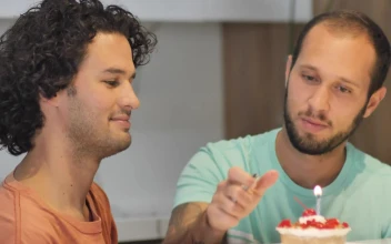 Stock Video Gay Couple Celebrating The Birthday Of One Of Them For PC