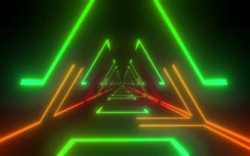 Stock Video Futuristic Triangle Tunnel With Neon Laser Lights For PC