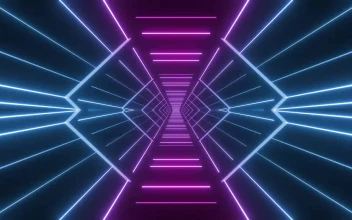 Stock Video Futuristic Corridor With Neon Lights For PC