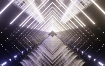 Stock Video Futuristic Corridor Illuminated With Led Lights For PC
