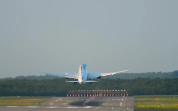Stock Video Full Shot Of An Airplane Taking Off The Track For PC