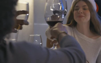 Stock Video Friends Toasting At Christmas Dinner For PC