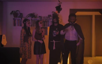 Stock Video Friends Taking A Selfie In Costume On Halloween For PC