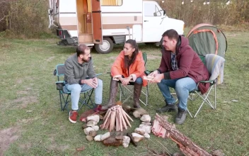 Stock Video Friends Sitting Around A Campfire For PC
