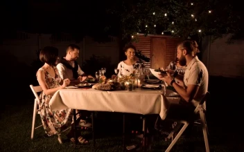 Stock Video Friends Reunion Dinner In The Garden For PC