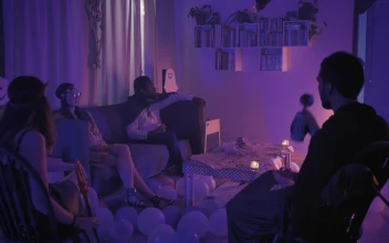 Stock Video Friends Laughing At A Halloween Party For PC