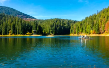 Stock Video Lake In The Middle Of A Large Pine Forest Animated Wallpaper