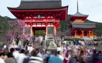Stock Video Kyoto Historic Temple With Tourism Animated Wallpaper