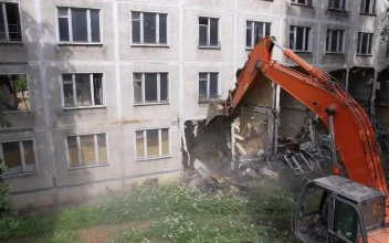 Stock Video Knocking Down An Old Building Animated Wallpaper
