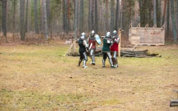 Stock Video Knights With Swords Fighting In The Woods Animated Wallpaper