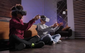 Stock Video Kids Using Vr Animated Wallpaper