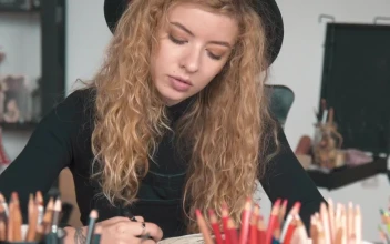 Stock Video Inspired Artist Works On Illustration In Studio Animated Wallpaper