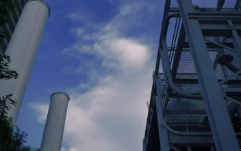 Stock Video Industrial Facility Made Of Metal Beams Animated Wallpaper