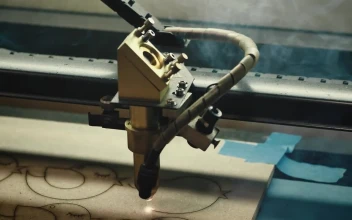 Stock Video Industrial Cutting Machine Cutting Fiber Animated Wallpaper